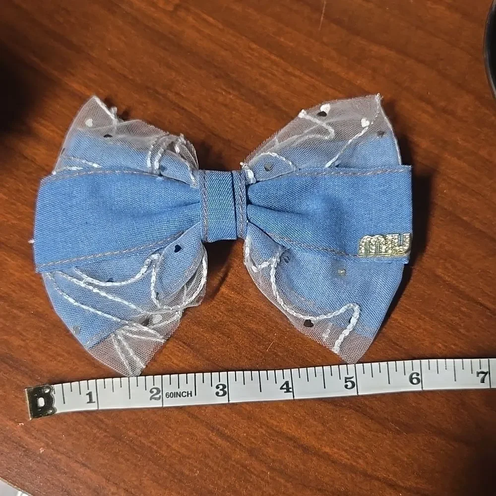 hair clip denim bow NWT